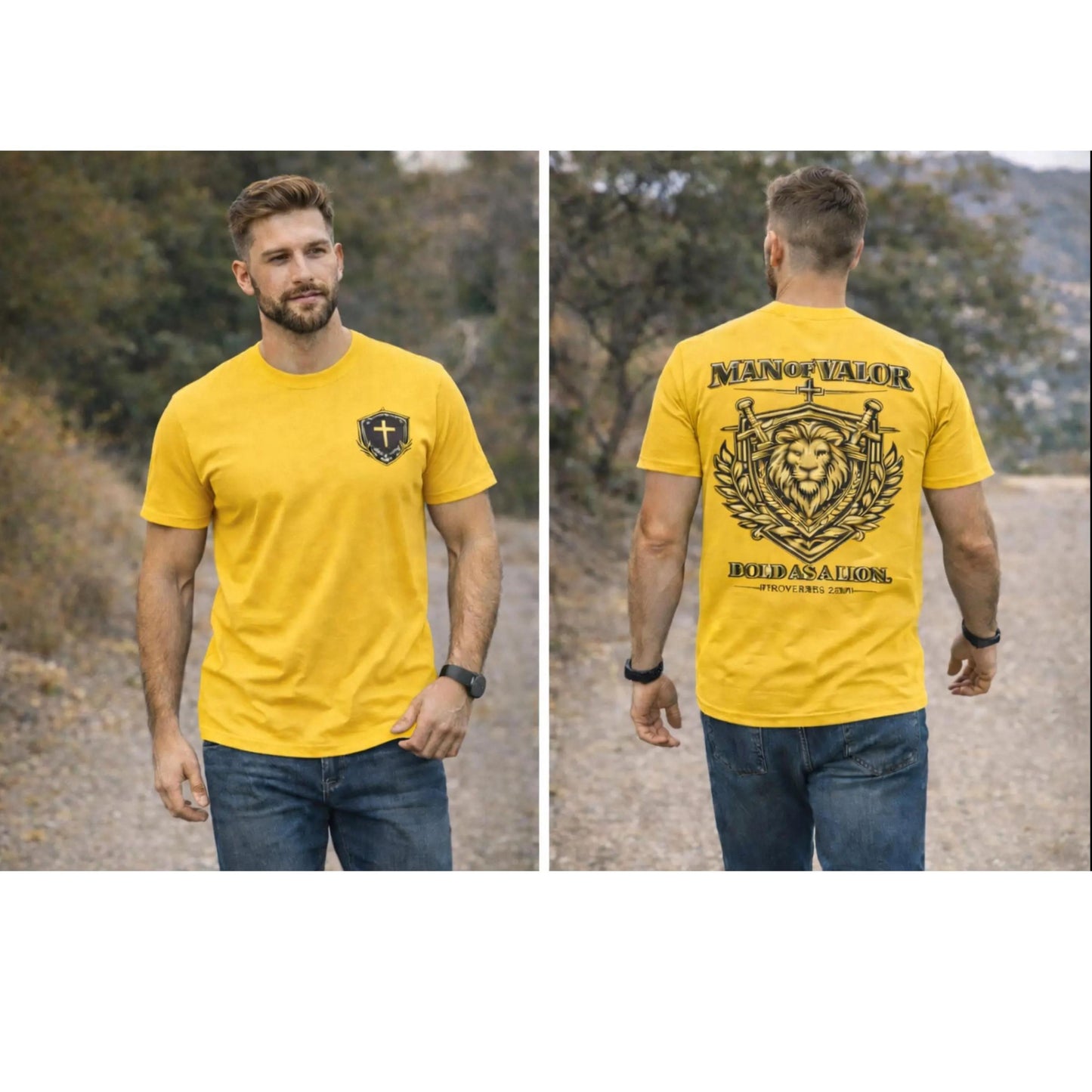 Man of Valor lion shield shirt | T-Shirt, Proverbs 28:1 faith design