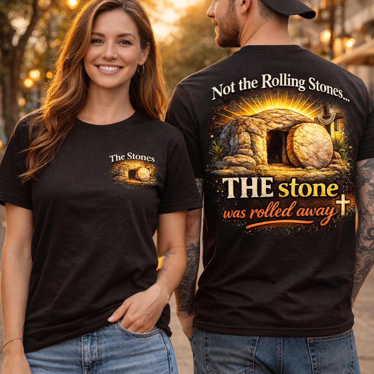 The Stone Was Rolled Away T-Shirt | Resurrection Easter Christian Tee