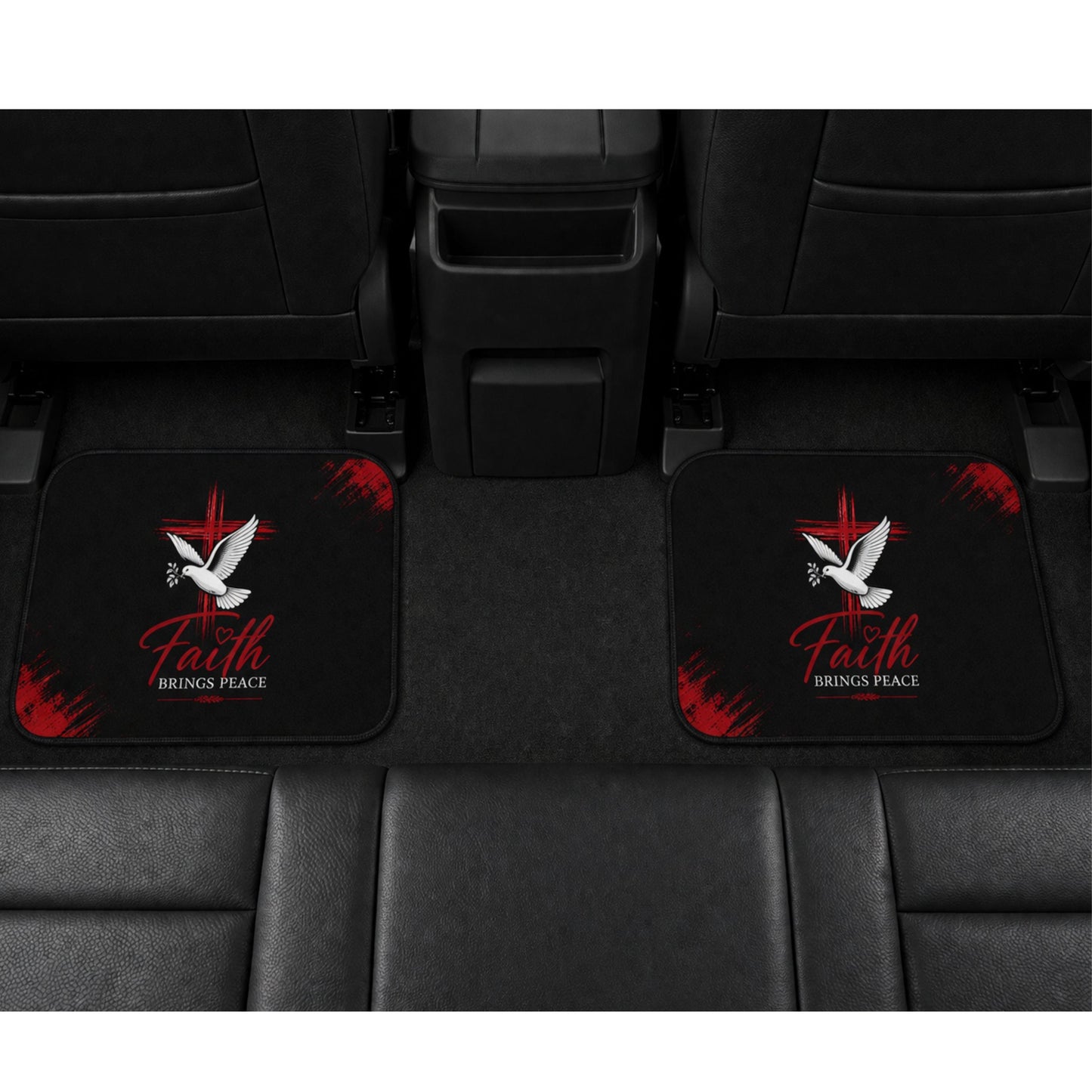 Faith Brings Peace Dove Cross car mats | Rear Floor Mats