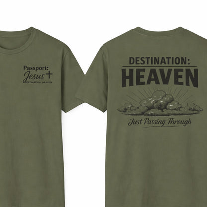 Destination: Heaven T-Shirt | Passport to Jesus, Cloud Graphic