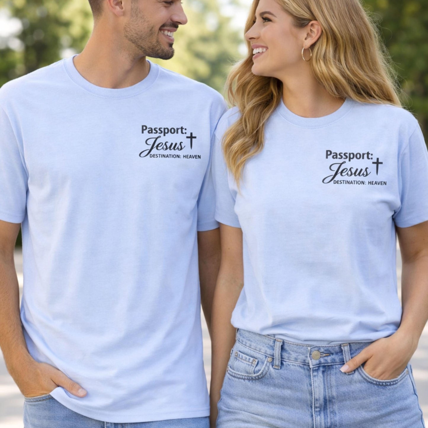 Destination: Heaven T-Shirt | Passport to Jesus, Cloud Graphic