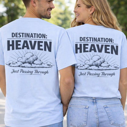 Destination: Heaven T-Shirt | Passport to Jesus, Cloud Graphic