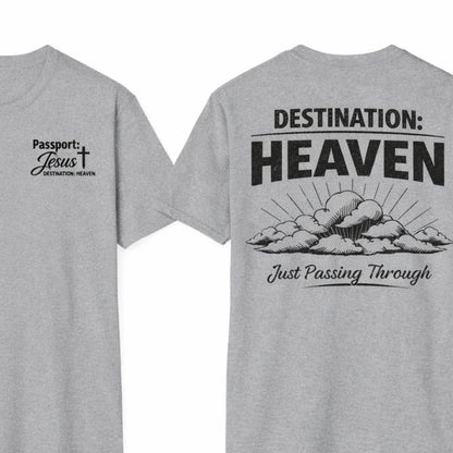 Destination: Heaven T-Shirt | Passport to Jesus, Cloud Graphic