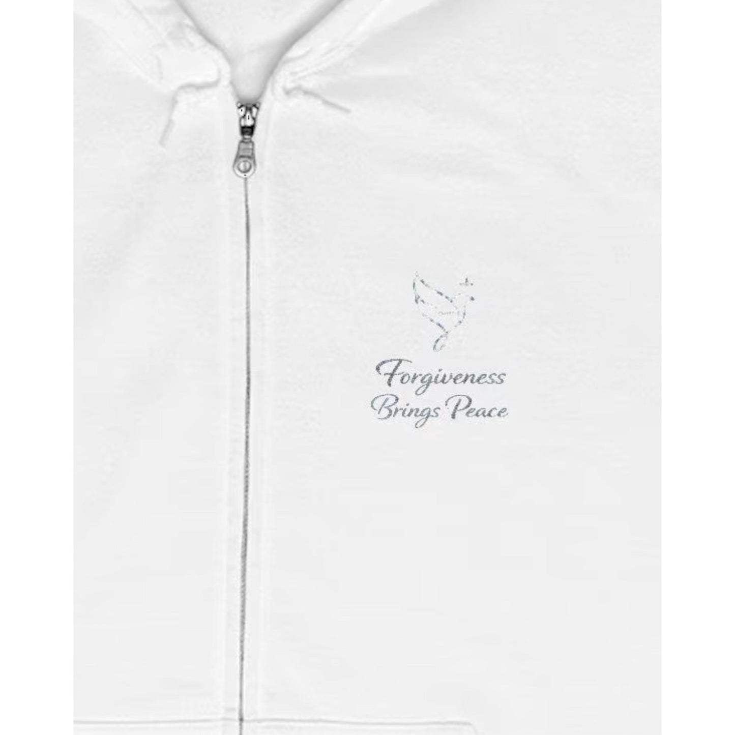 Christian Zip Up Hoodie Embroidered | Forgiveness Brings Peace Sweatshirt | Faith | Dove Cross Design | Inspirational Christian Apparel