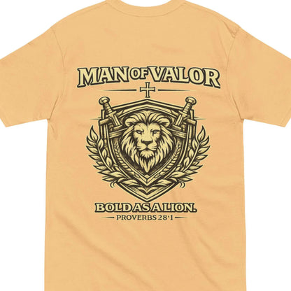 Man of Valor lion shield shirt | T-Shirt, Proverbs 28:1 faith design