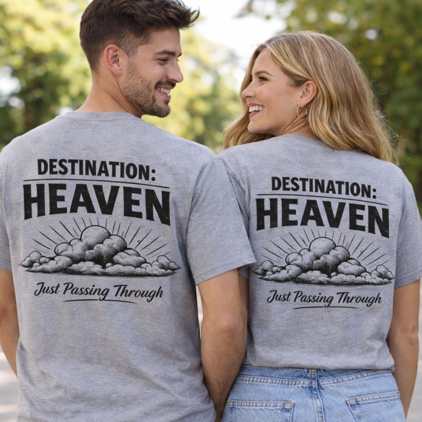 Destination: Heaven T-Shirt | Passport to Jesus, Cloud Graphic