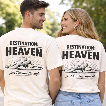 Destination: Heaven T-Shirt | Passport to Jesus, Cloud Graphic