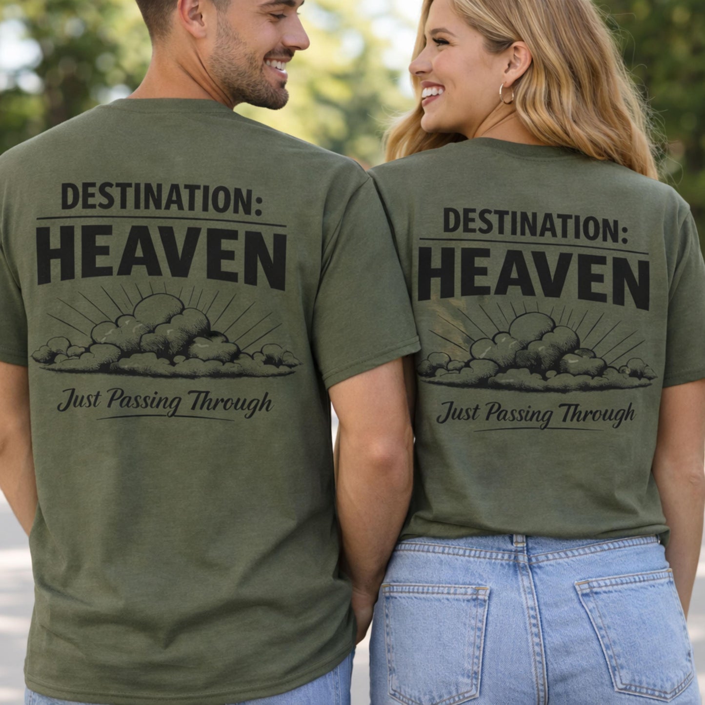 Destination: Heaven T-Shirt | Passport to Jesus, Cloud Graphic