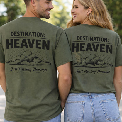 Destination: Heaven T-Shirt | Passport to Jesus, Cloud Graphic