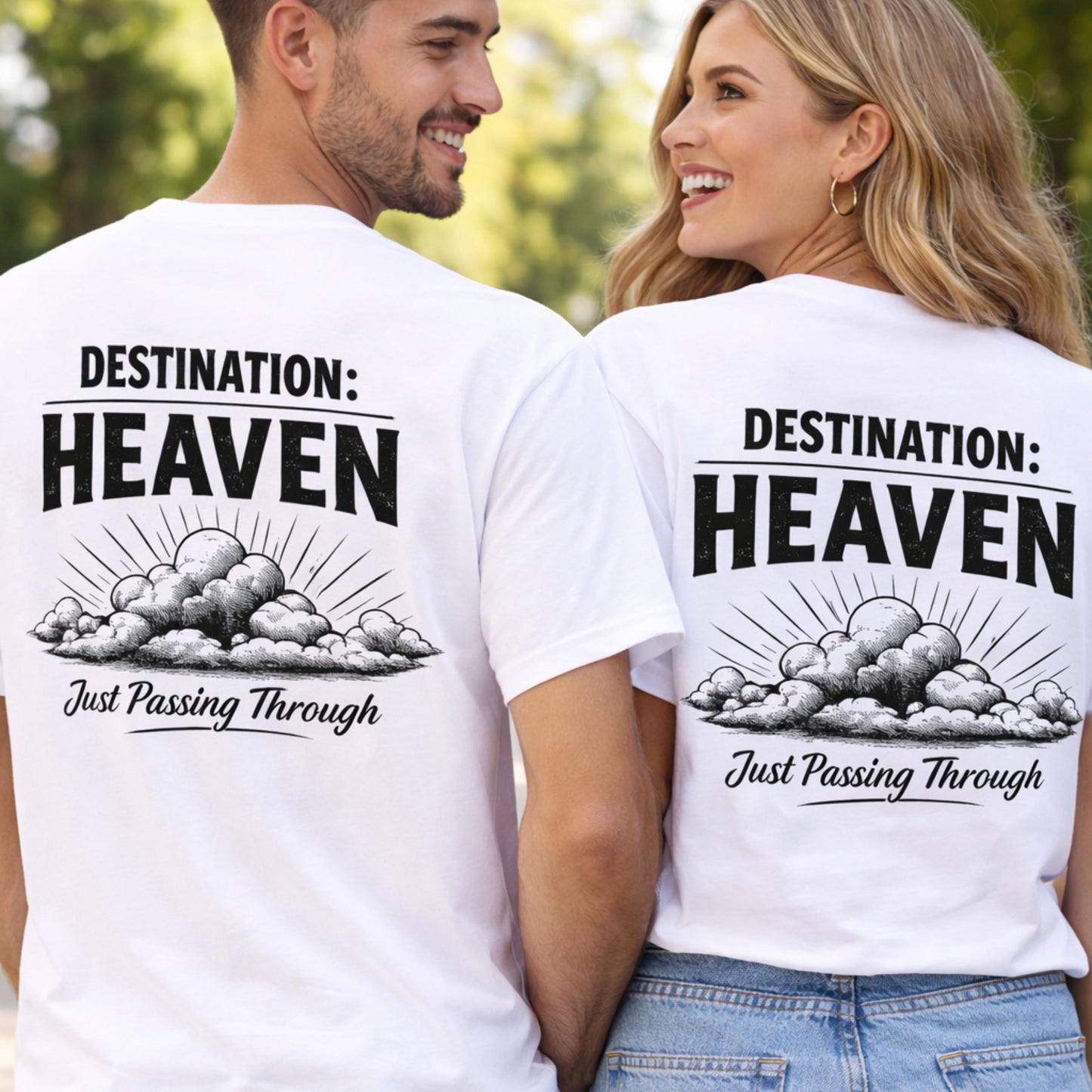 Destination: Heaven T-Shirt | Passport to Jesus, Cloud Graphic