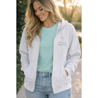 Christian Zip Up Hoodie Embroidered | Forgiveness Brings Peace Sweatshirt | Faith | Dove Cross Design | Inspirational Christian Apparel