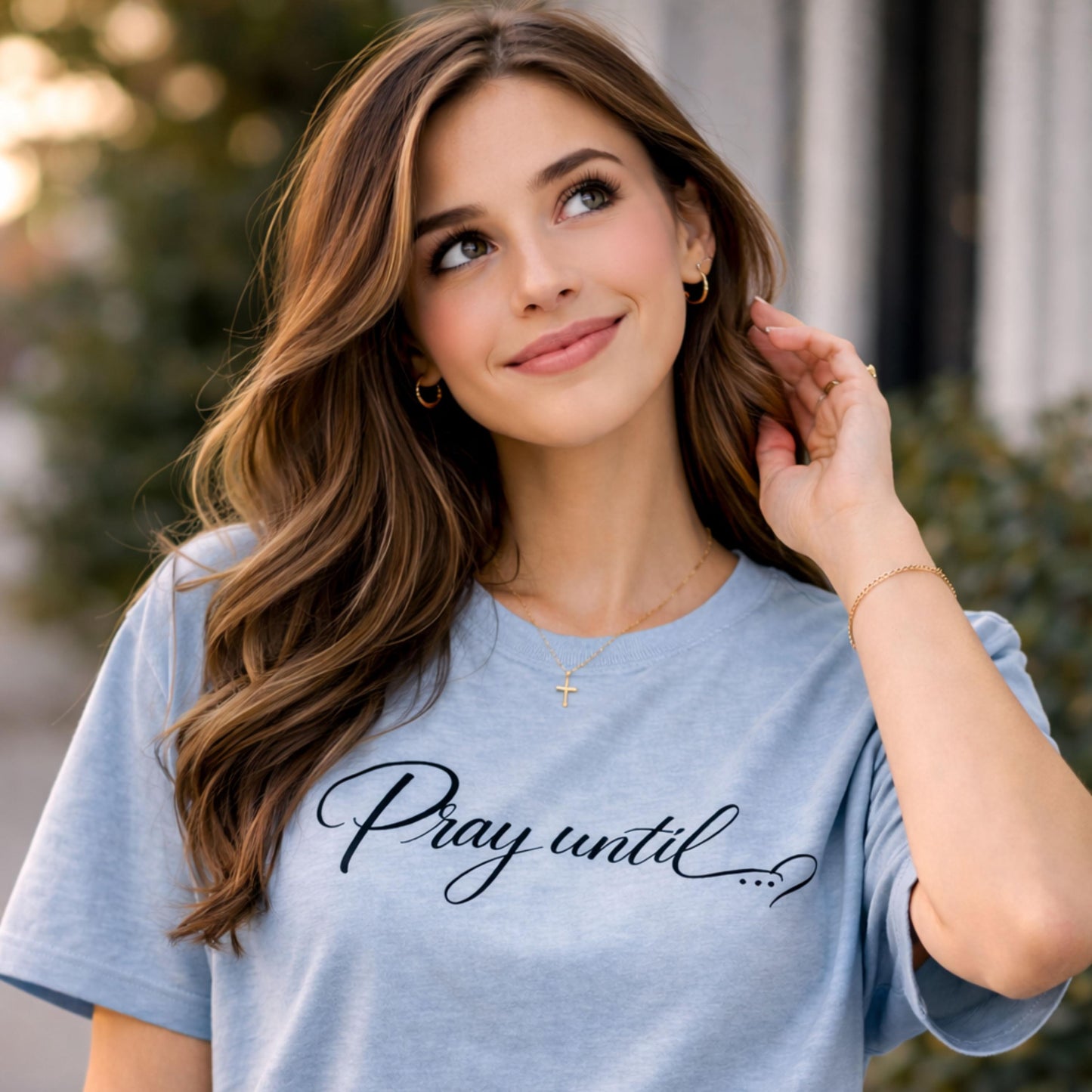 Pray Until... Tee | Women's Script Faith T-Shirt