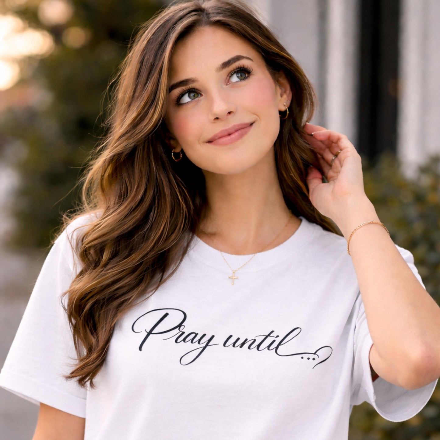 Pray Until... Tee | Women's Script Faith T-Shirt