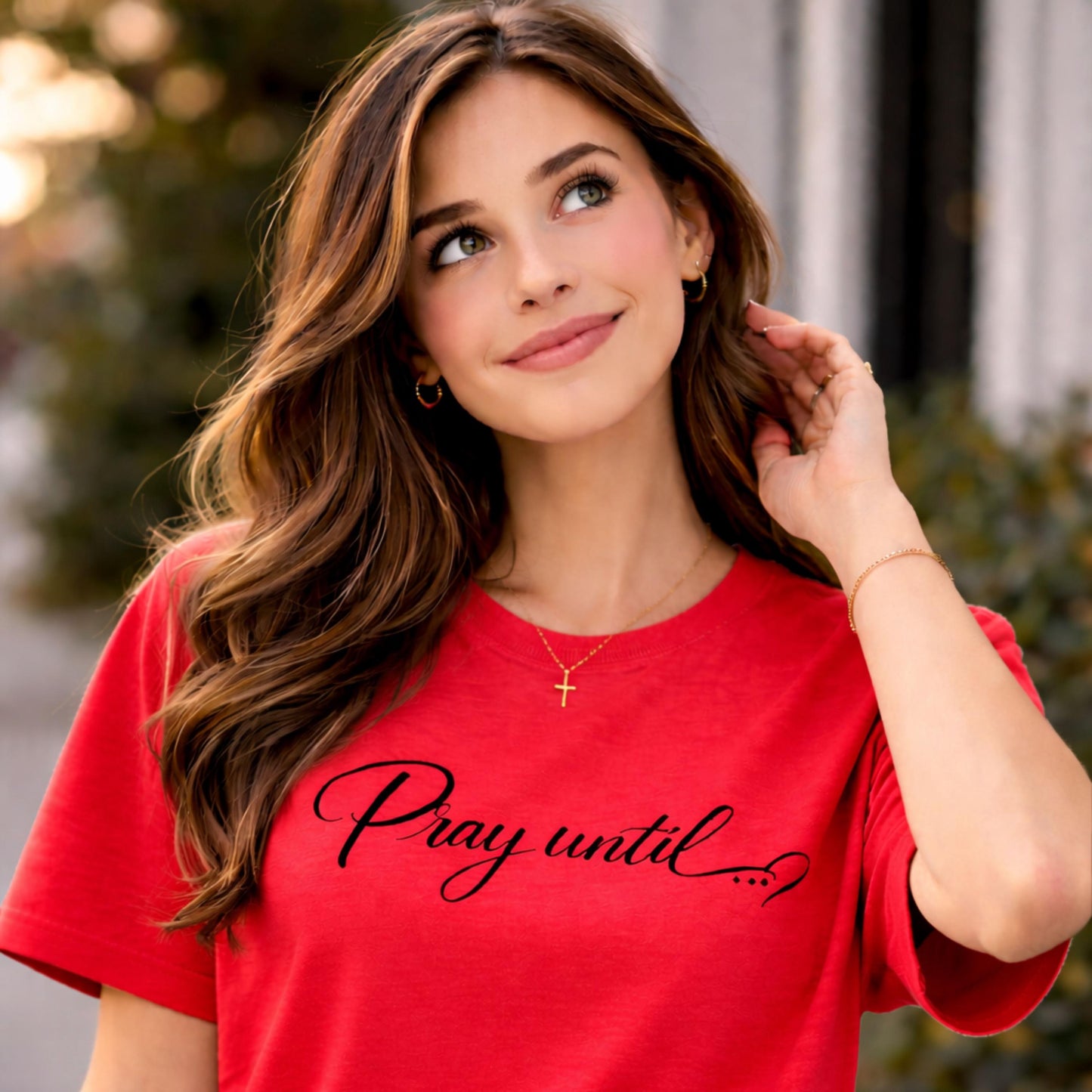 Pray Until... Tee | Women's Script Faith T-Shirt
