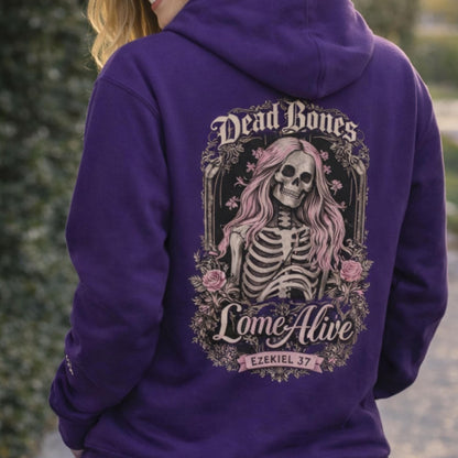 Dead Bones Come Alive skeleton floral hoodie | skull rose gothic pullover