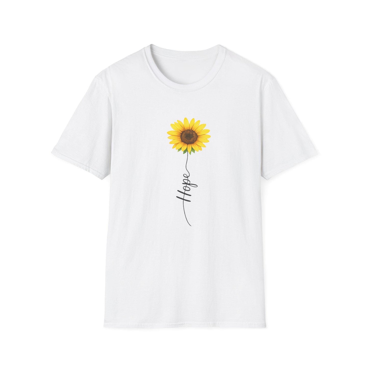 Sunflower Hope Script T-Shirt | Floral Illustration