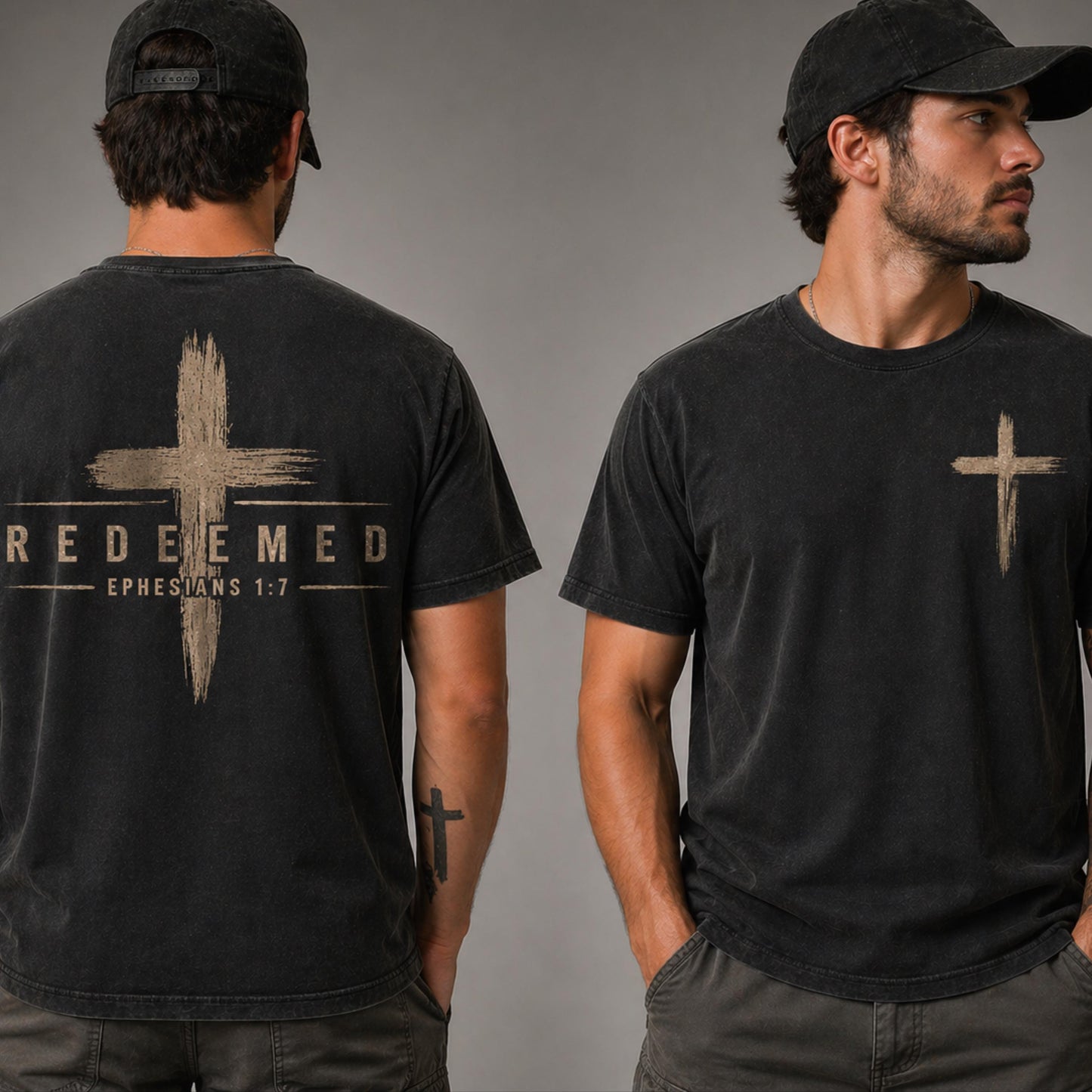 Redeemed Cross T-Shirt | Christian Faith Scripture Ephesians 1:7