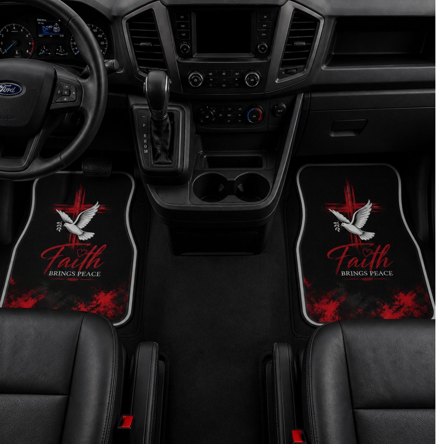 Faith Brings Peace Dove Car Mats | Front Floor Mats