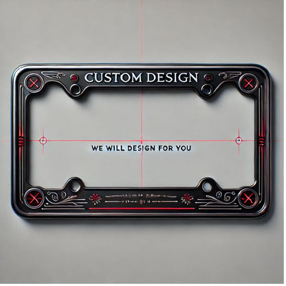 Black Metal License Plate Frame with Red Corner Crosses | Religious Car Frame