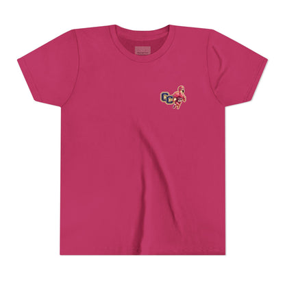 Flamingo Track Runner Youth Tee | Sports Mascot Racing Design