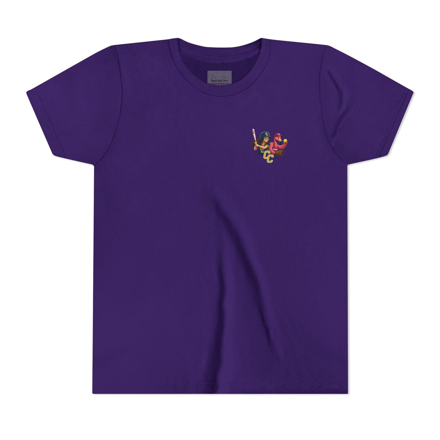 Girl Softball Batter with Flamingo Team Youth Tee | Sports, Cute Animal Design