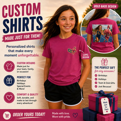 Flamingo Track Runner Youth Tee | Sports Mascot Racing Design